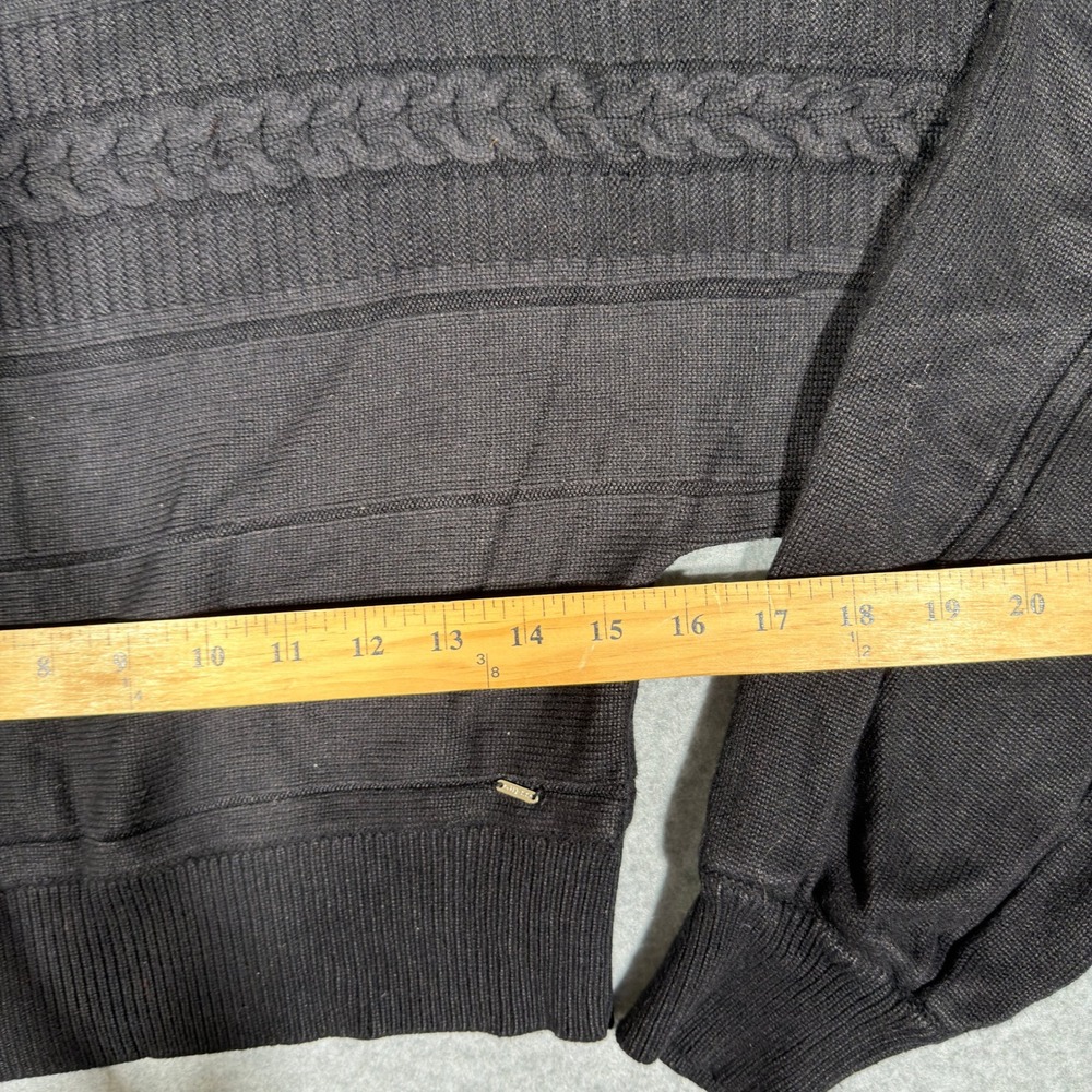 Guess Los Angeles Black Cropped Turtleneck Cable Knit Sweater XL Balloon Sleeve - Picture 4 of 8